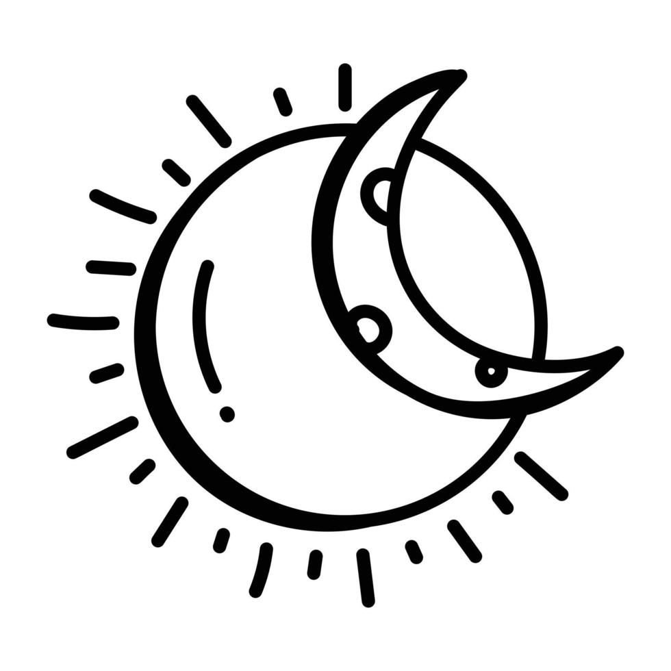 Modern hand drawn icon of sun eclipse vector