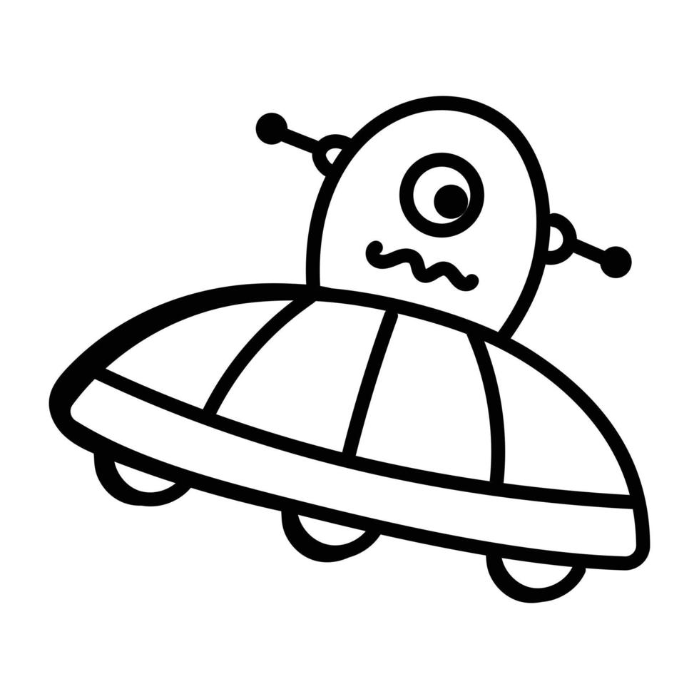 Check out this space capsule doodle icon vector