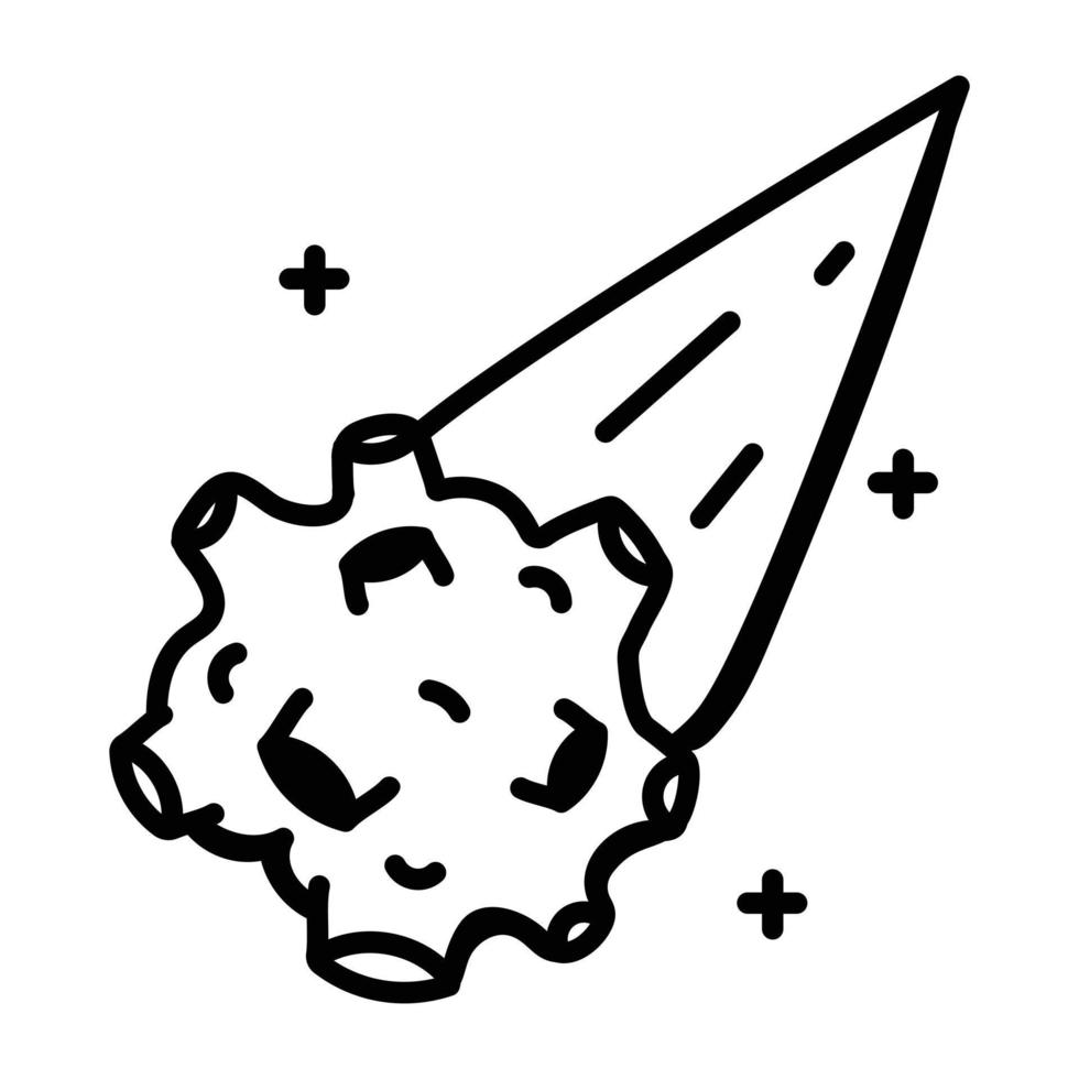 Celestial body, hand drawn icon of asteroid vector