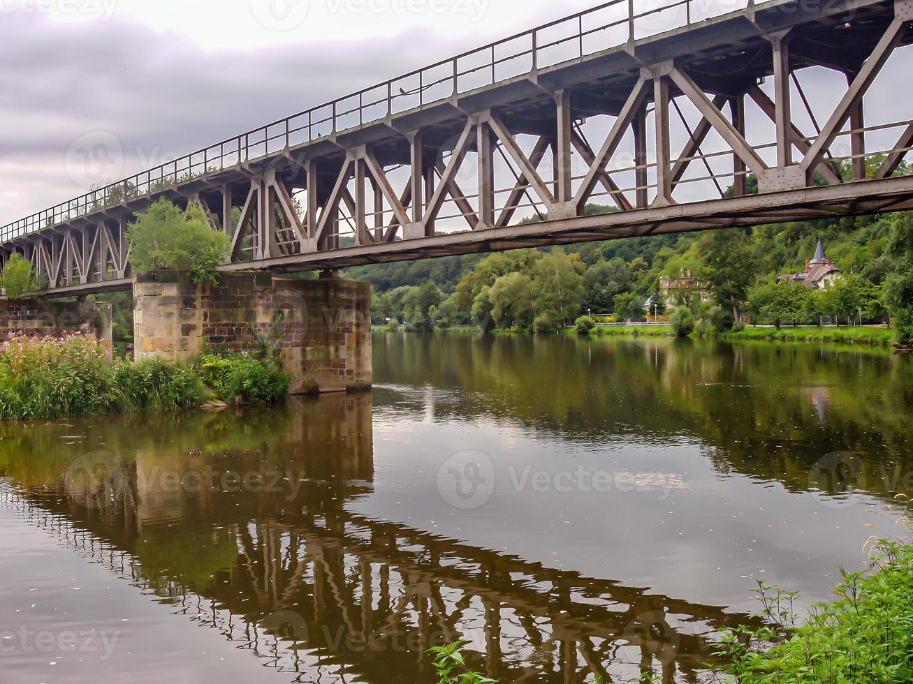 river with railroad bridge photo