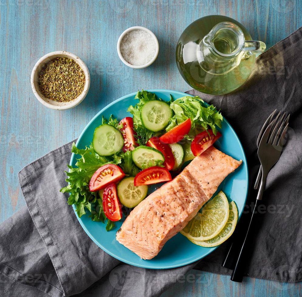 Steam salmon and vegetables, Paleo, keto, fodmap diet. photo