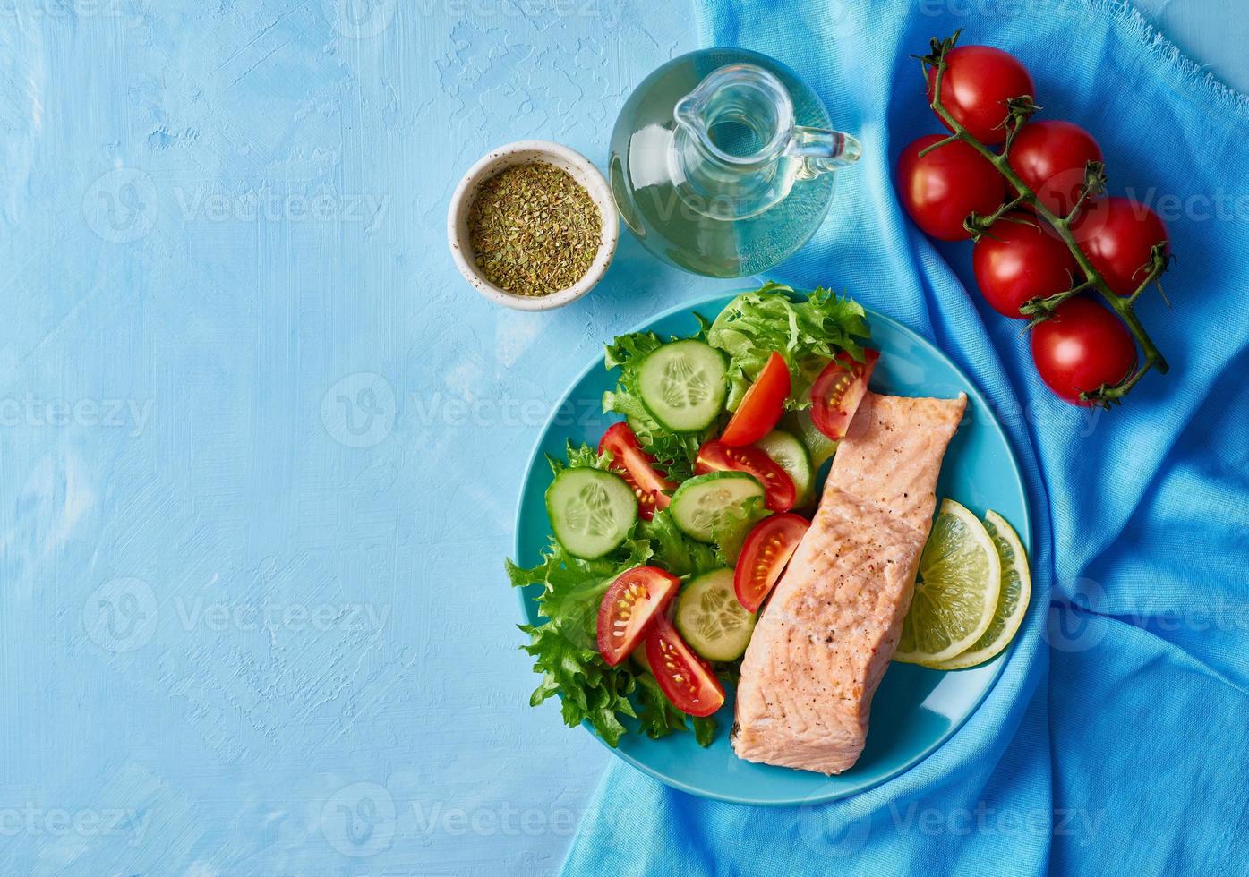 Steam salmon and vegetables, Paleo, keto, fodmap diet. photo