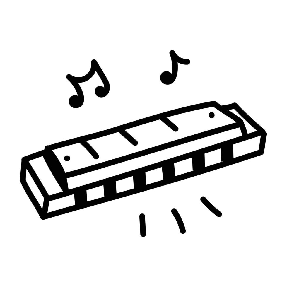 Download premium hand drawn icon of harmonica vector