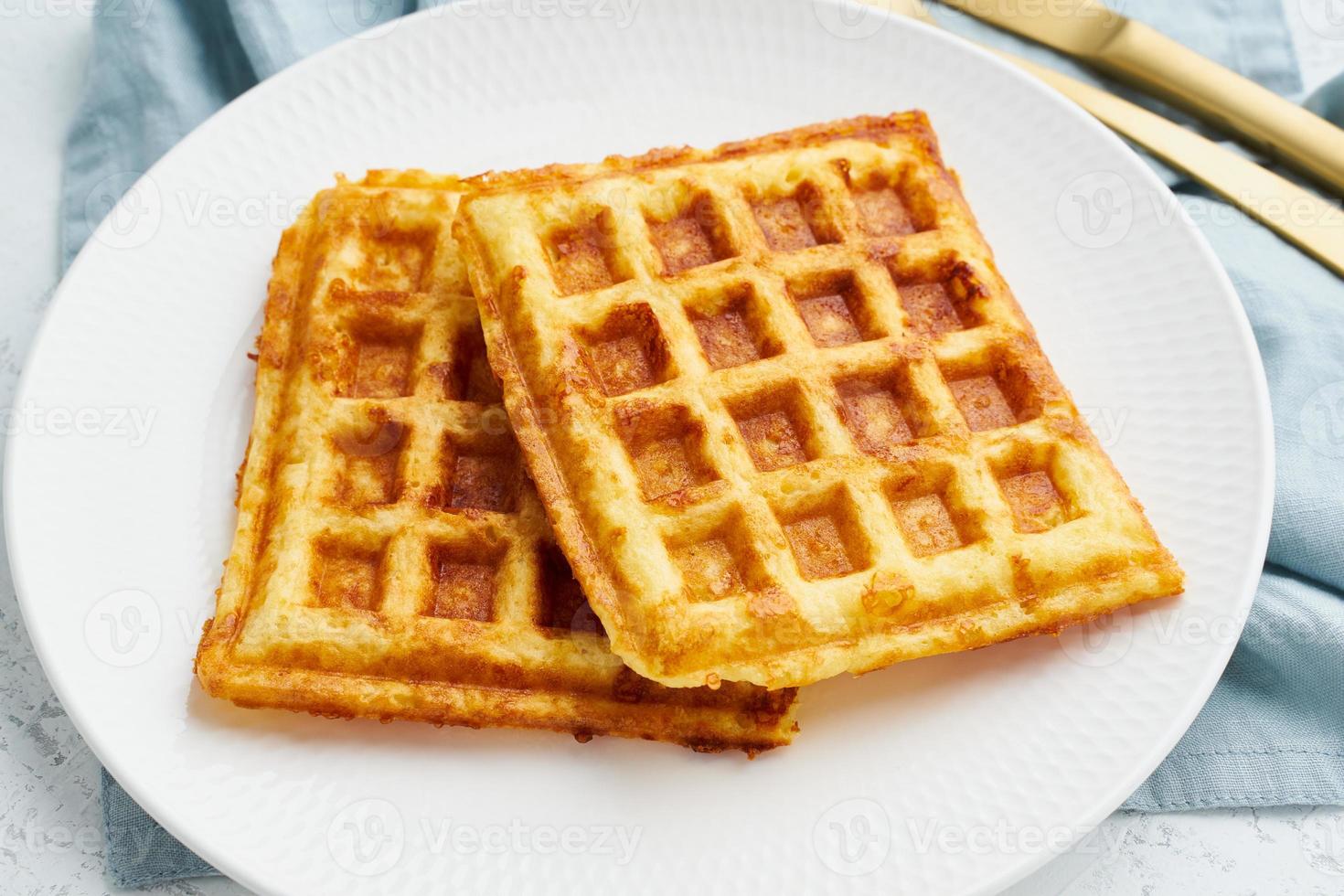 Chaffle, ketogenic diet health food. Homemade keto waffles with egg photo