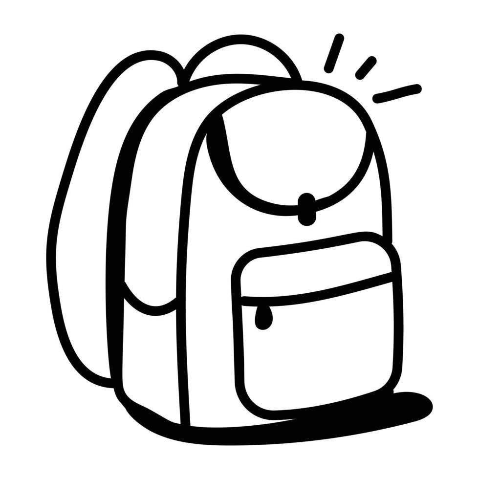 A handy icon of backpack in sketch style vector