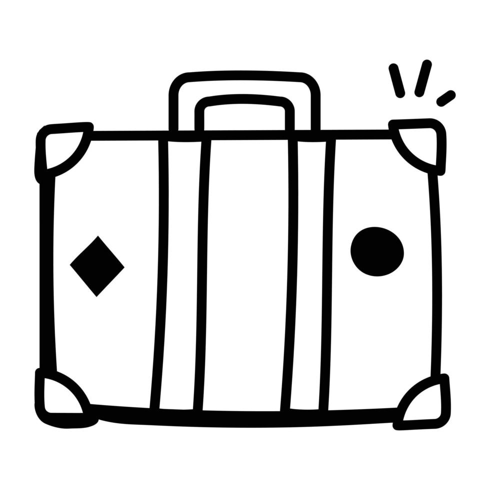 Trendy icon of suitcase in hand drawn style vector