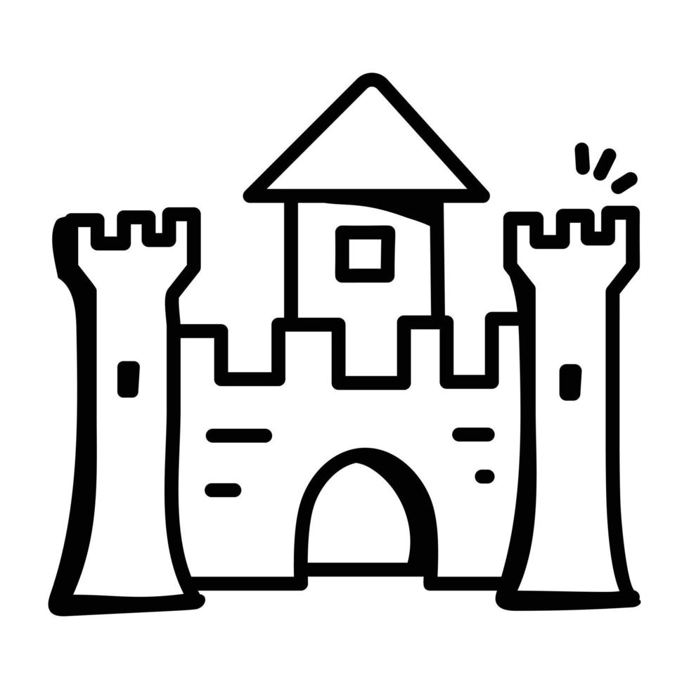 Get your hands on this doodle icon of castle vector