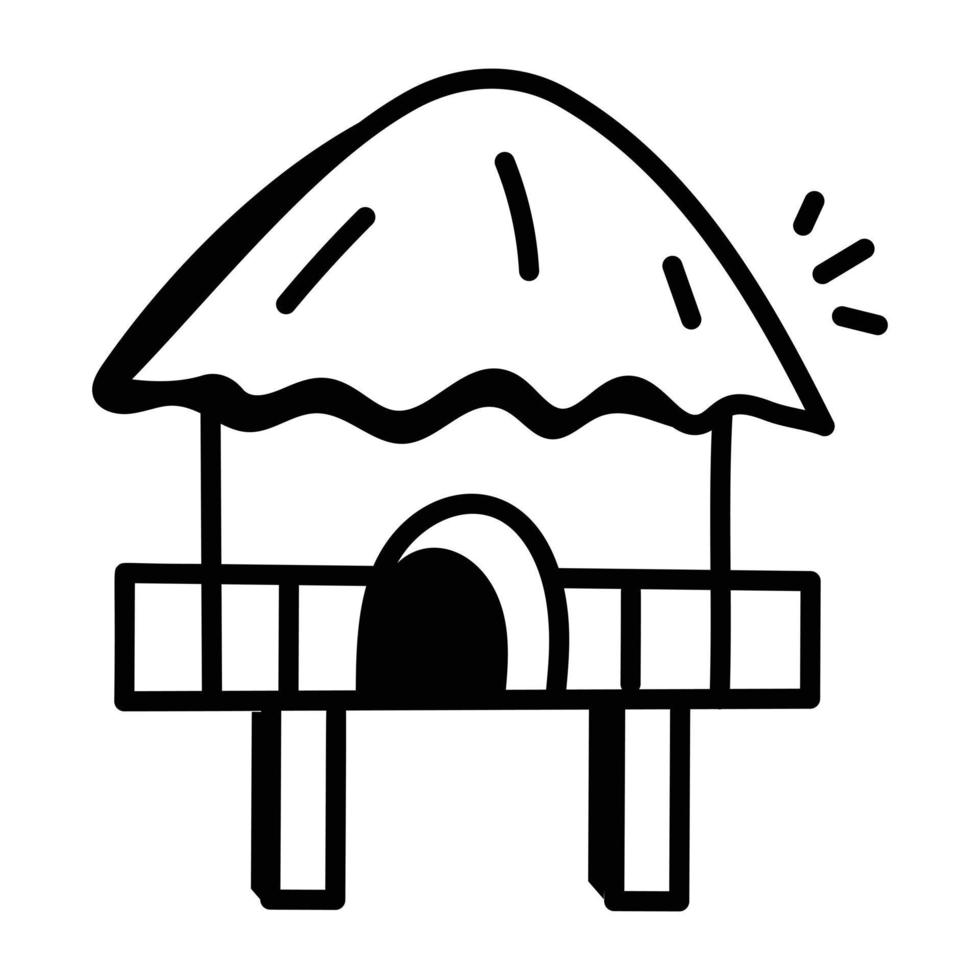 Beautifully designed doodle icon of beach house vector