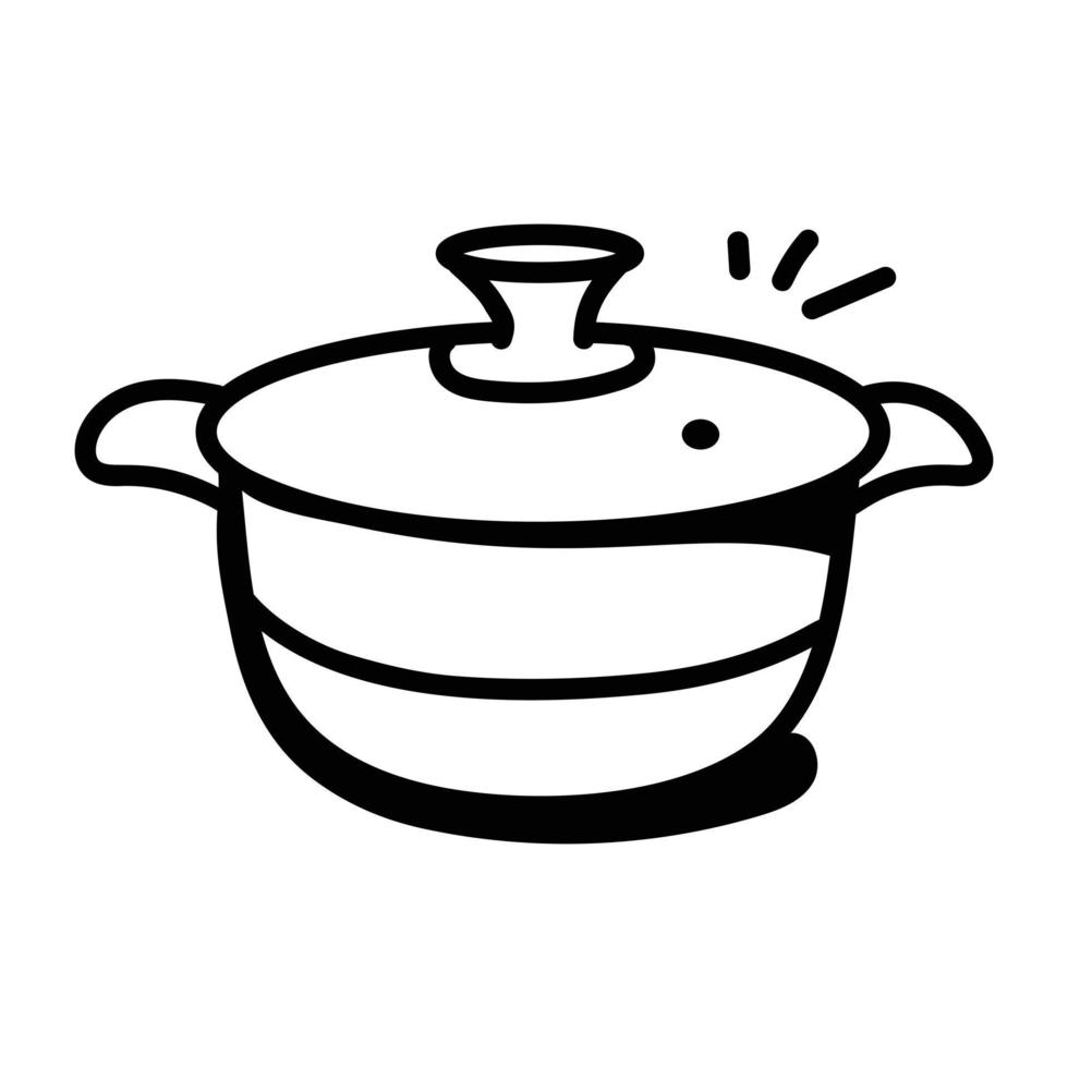 Get this editable doodle icon of cooking pot vector