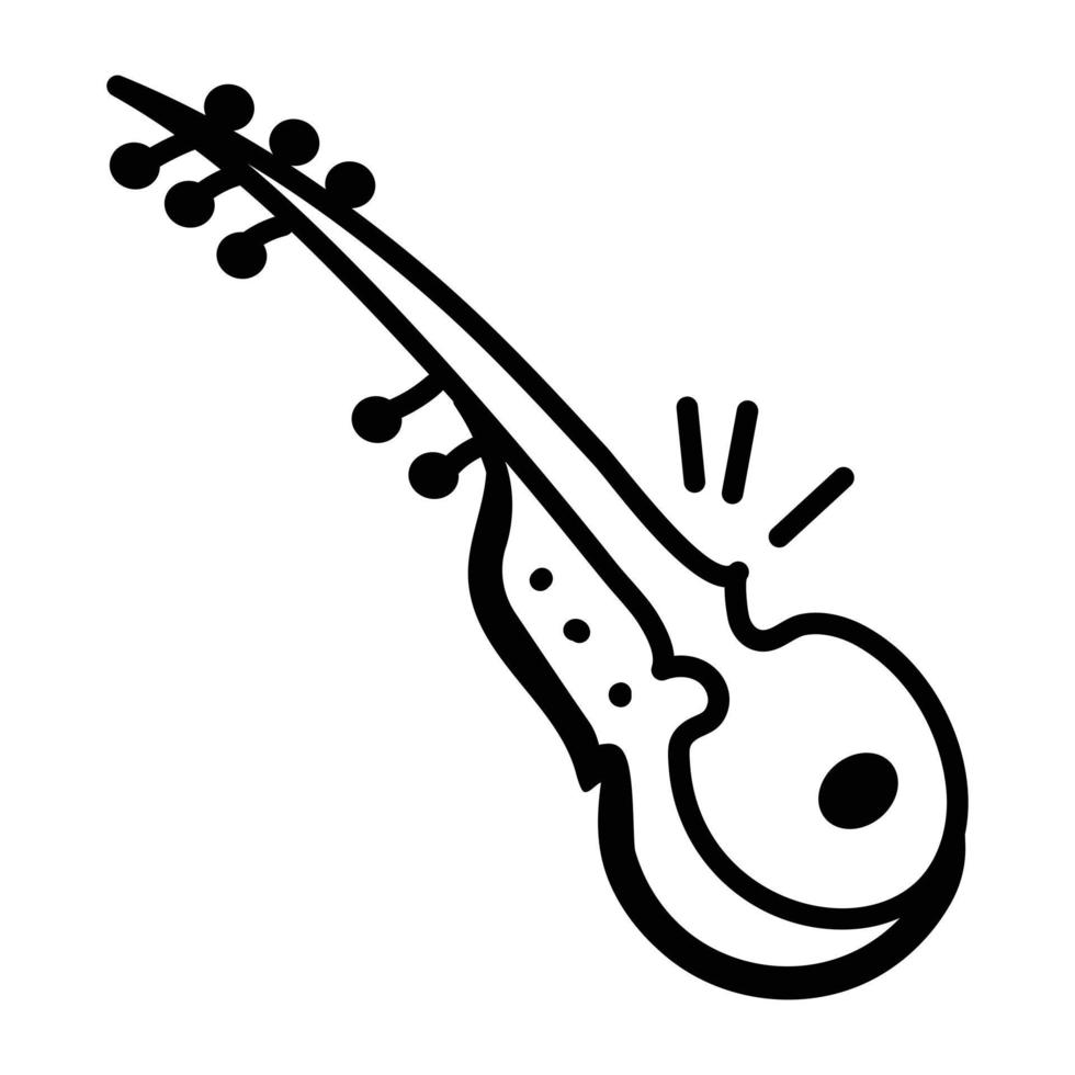 icono de garabato bellamente diseñado de sitar vector