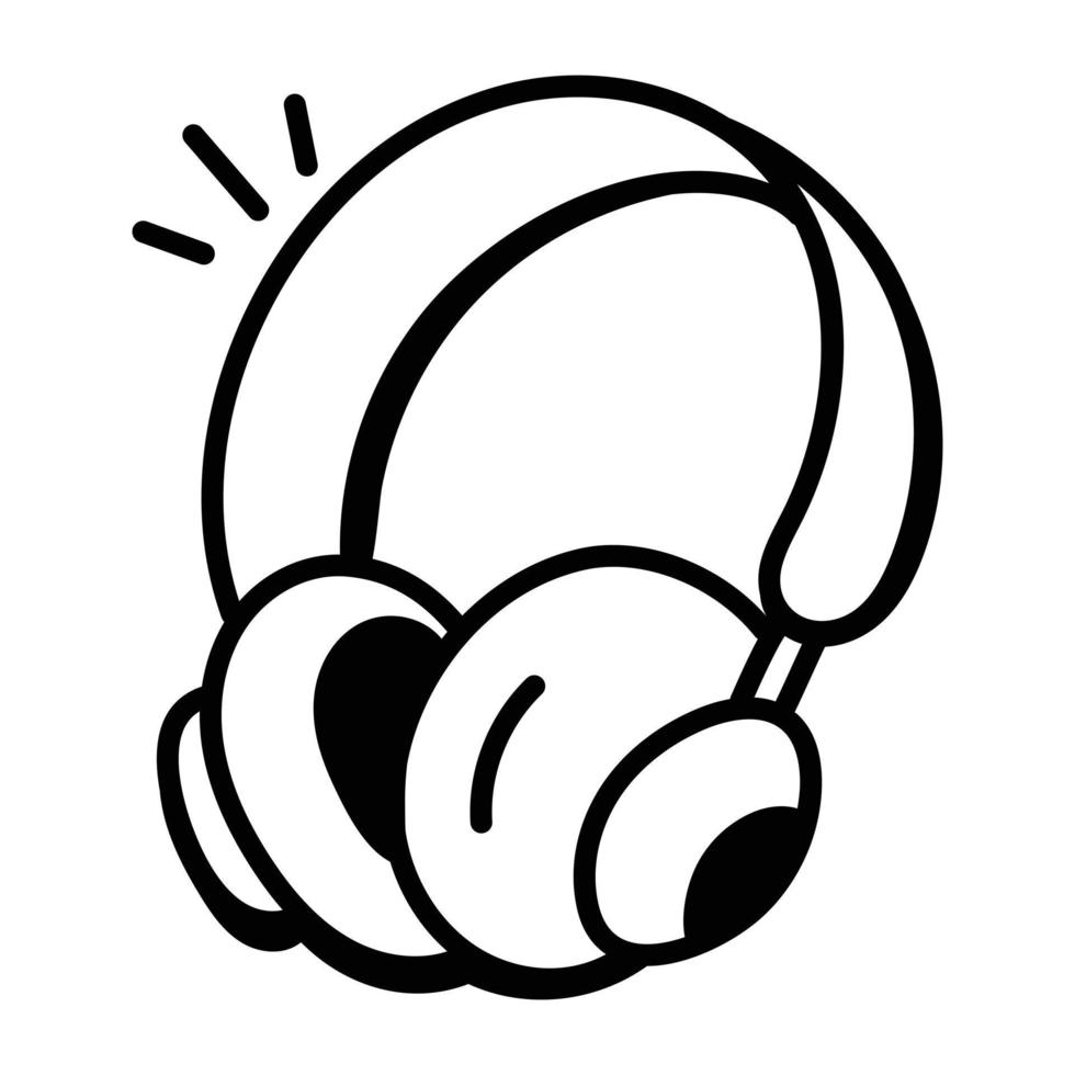 An icon of headphones in hand drawn style vector