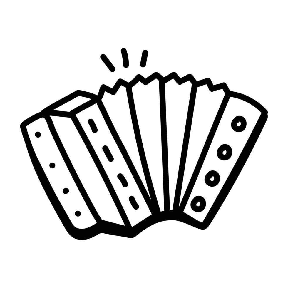 Musical instrument, doodle icon of accordion vector