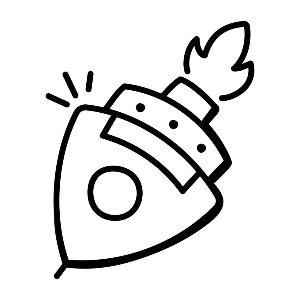 Get this editable hand drawn icon of rocket ship vector