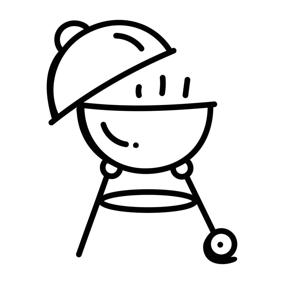 Trendy hand drawn icon of barbecue grill vector