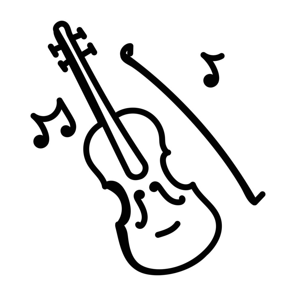 Modern icon of violin in sketchy style vector