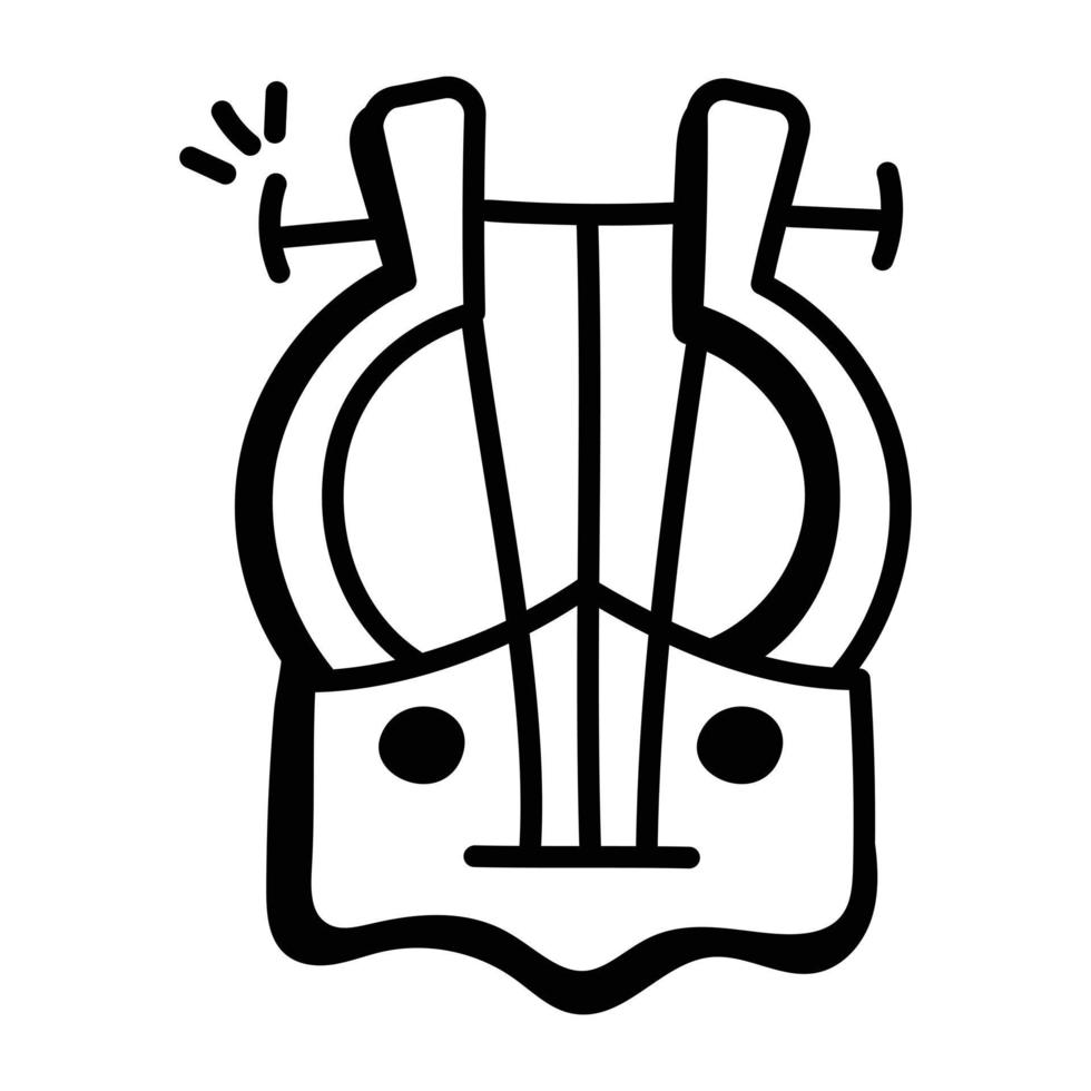 Grab this amazing doodle icon of medieval harp vector