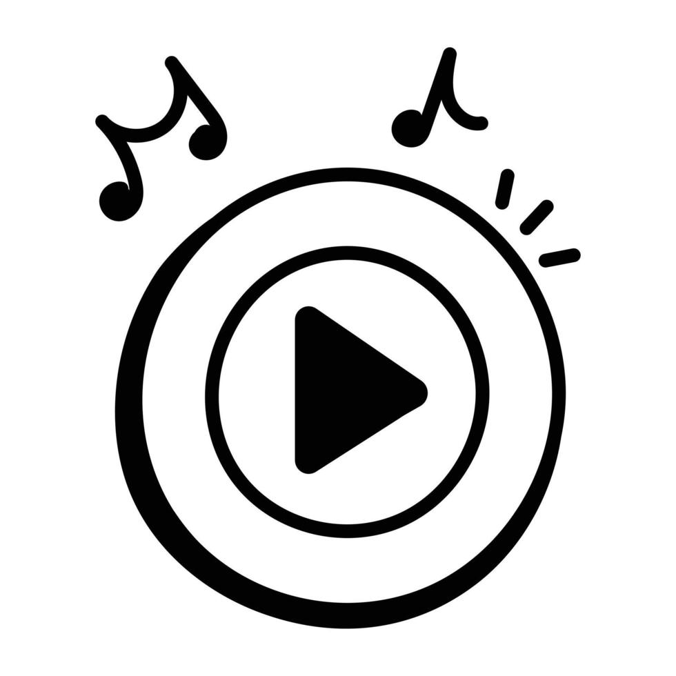 Skillfully crafted doodle icon of play music vector