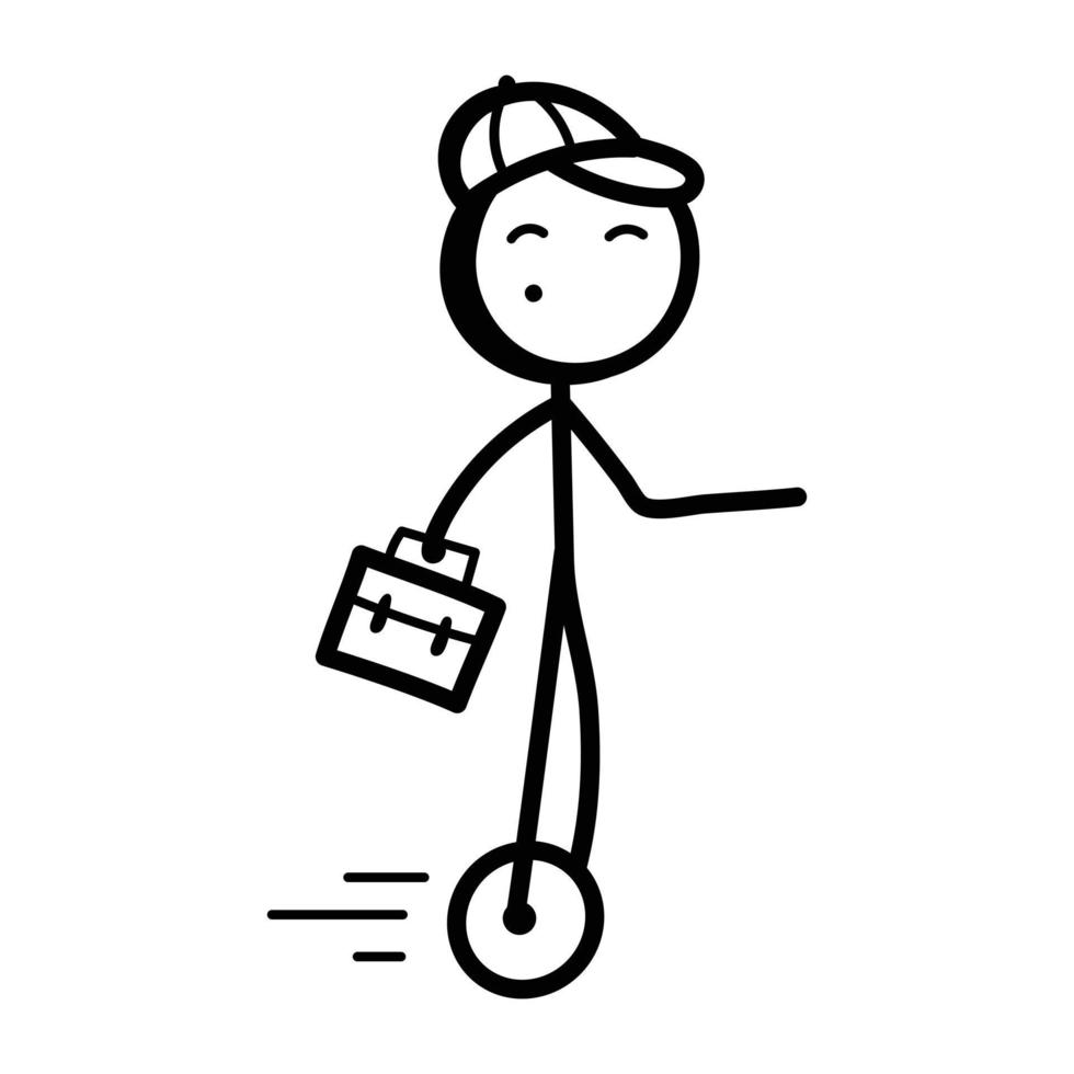 Stick figure with dollar, hand drawn icon of finance manager vector