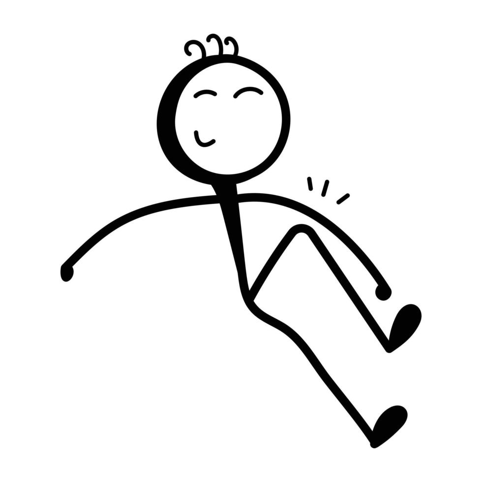 Stick figure with open arms, hand drawn icon of chill vector