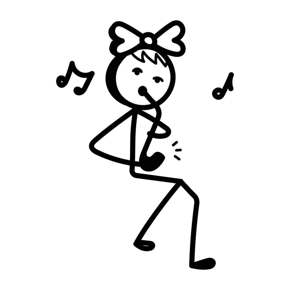 Trumpet player hand drawn icon in vector format