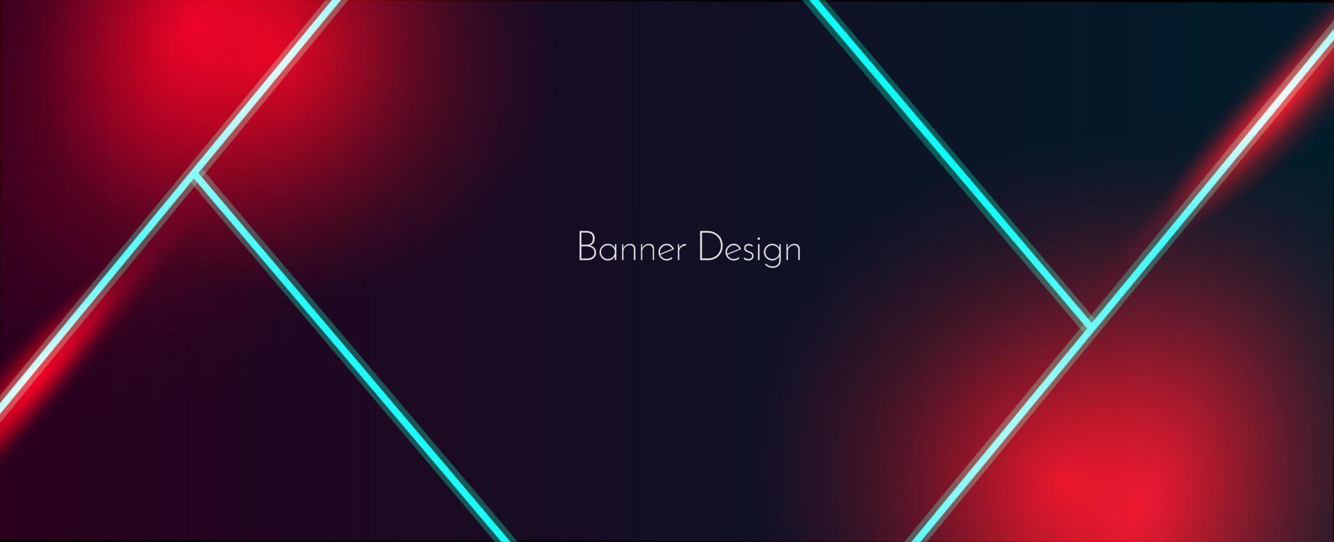 Abstract geometric neon lines dark illustration banner pattern background vector