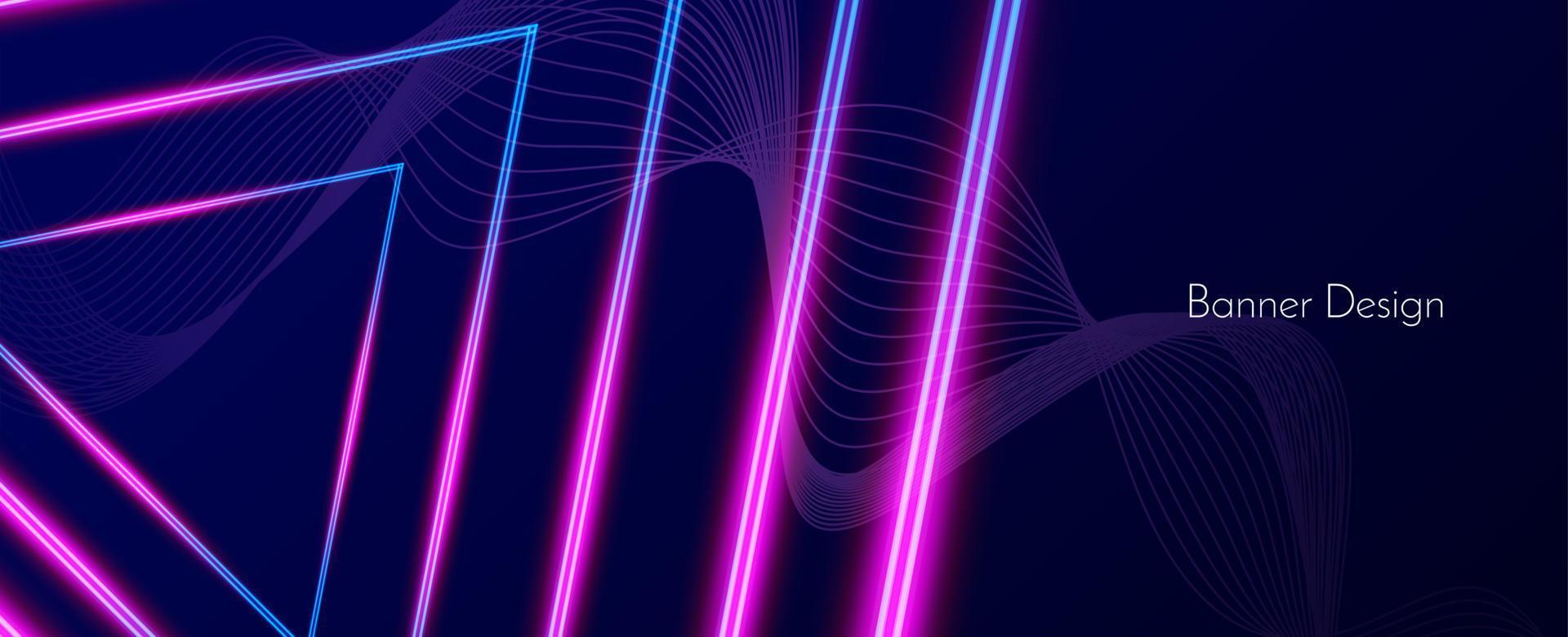 Abstract geometric neon lines illustration banner pattern background vector