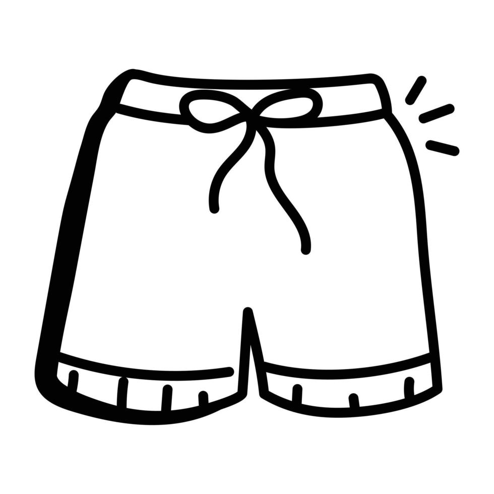 icono dibujado a mano de pantalones cortos, diseño editable vector