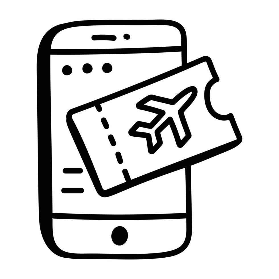 Online ticket booking, hand drawn icon vector