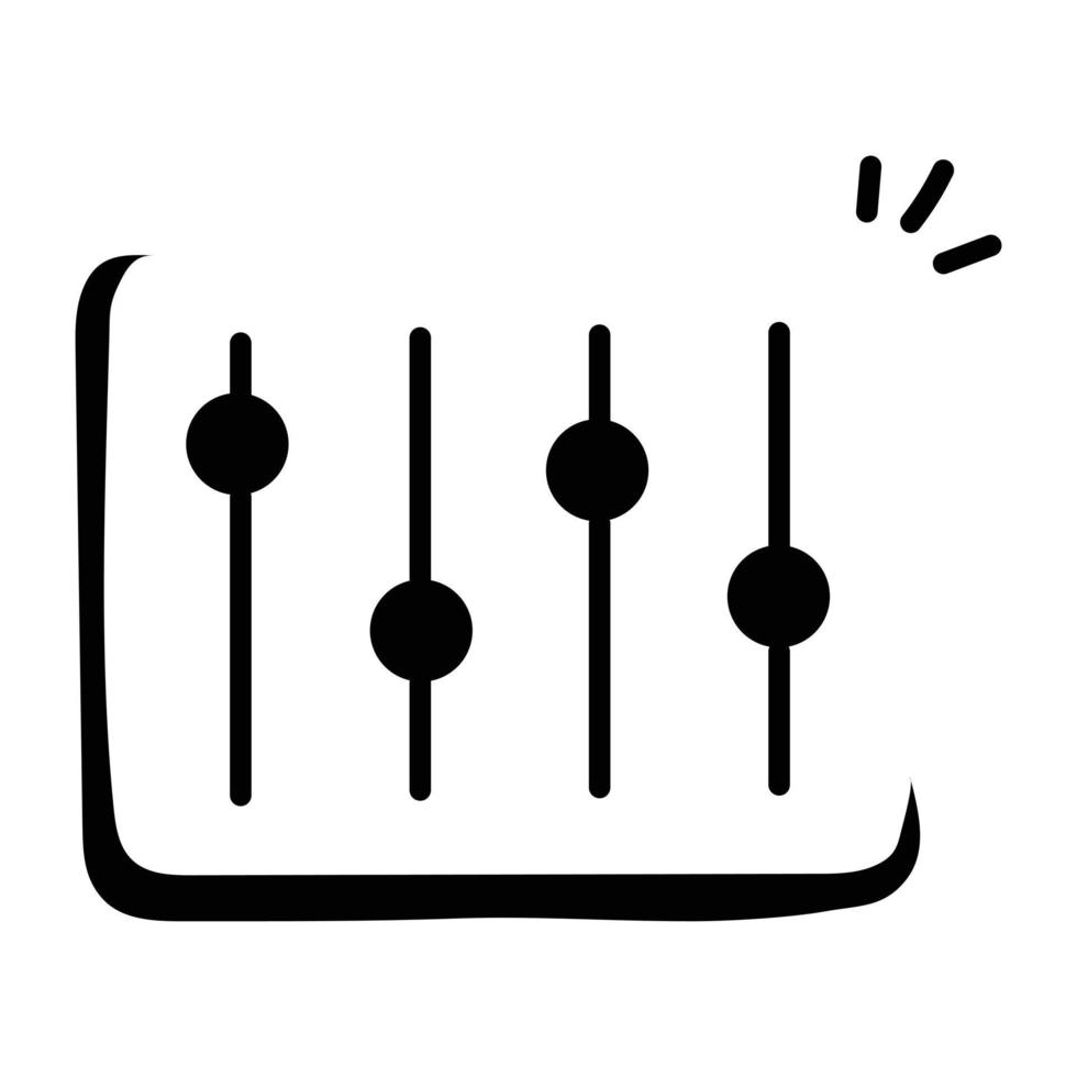 configuración de sonido, icono dibujado a mano del ecualizador vector