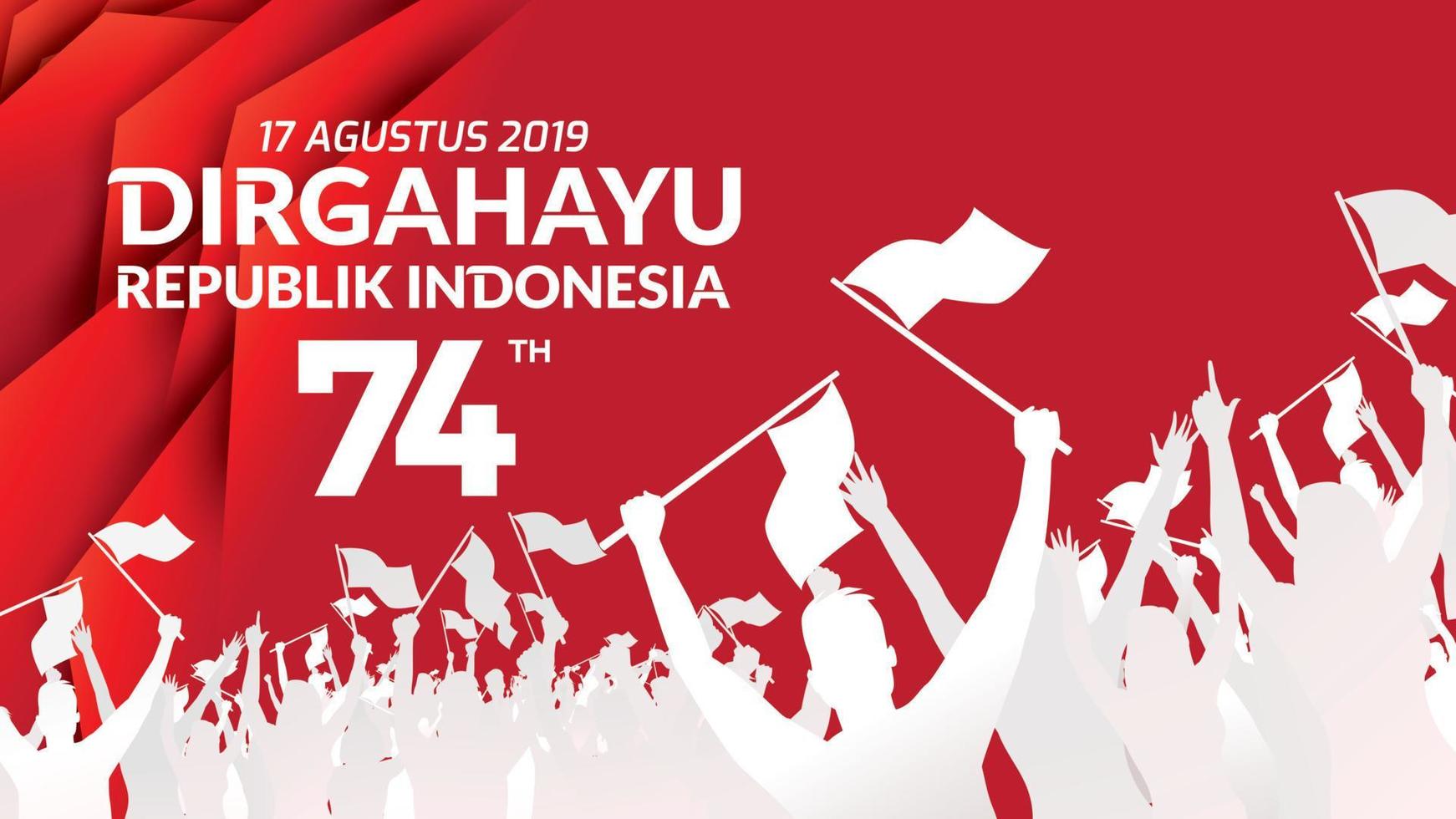17 August. Indonesia Happy Independence Day greeting card, banner, and texture background logo. - Vector