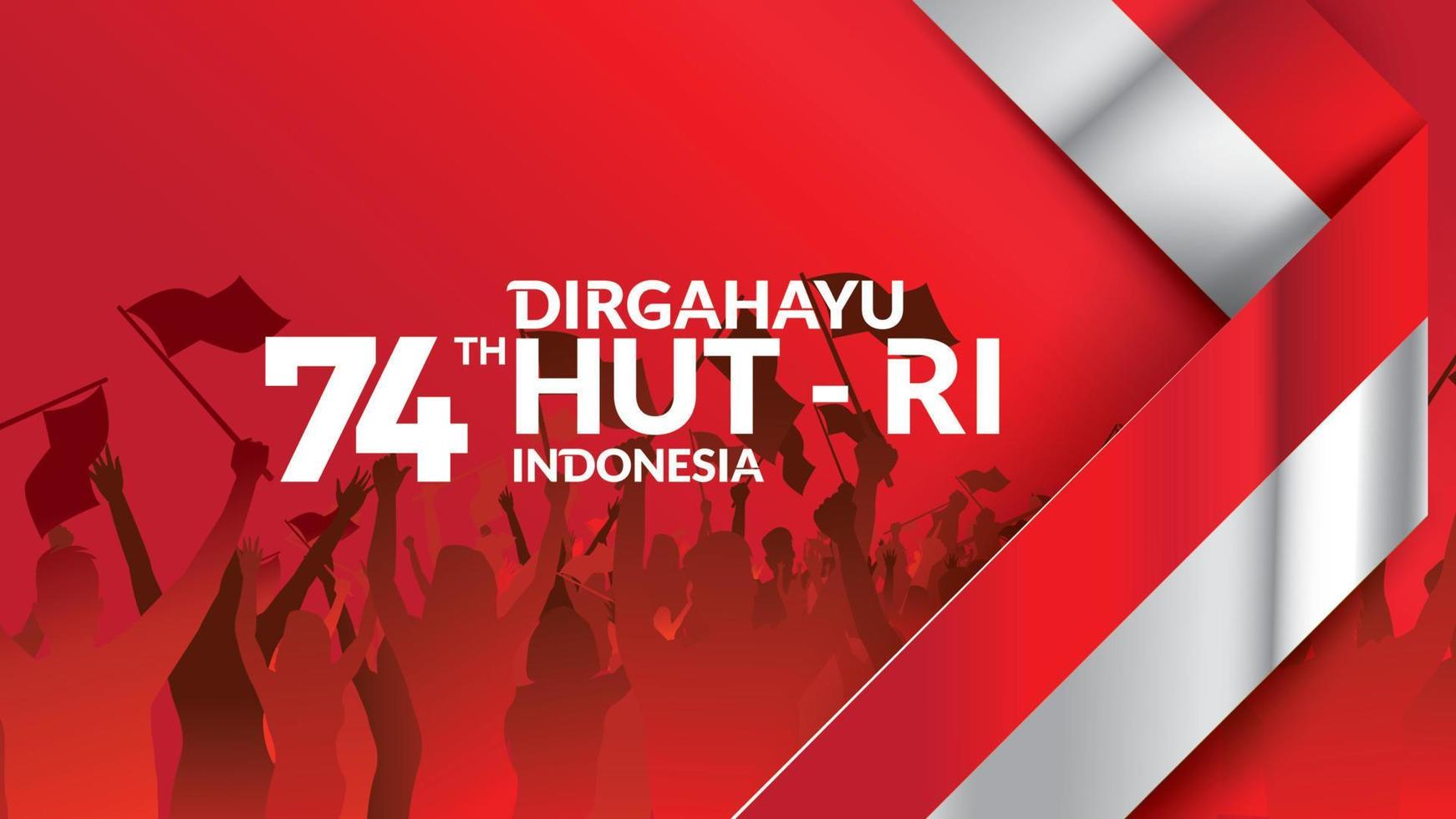 17 August. Indonesia Happy Independence Day greeting card, banner, and texture background logo. - Vector