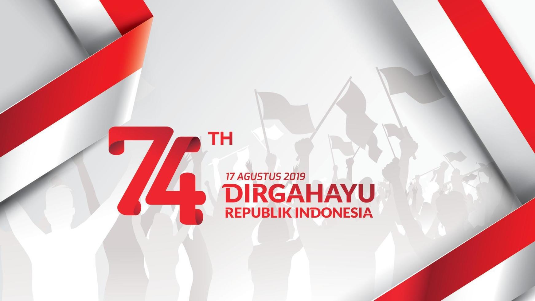 17 August. Indonesia Happy Independence Day greeting card, banner, and texture background logo. - Vector