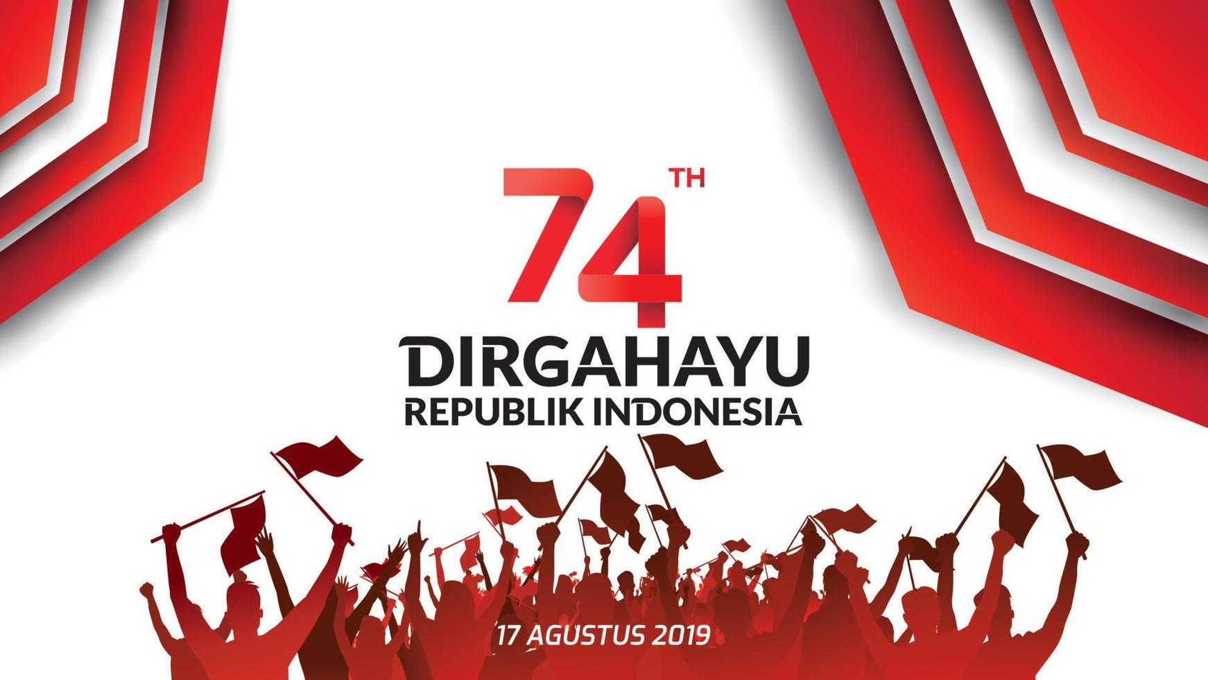 17 August. Indonesia Happy Independence Day greeting card, banner, and texture background logo. - Vector