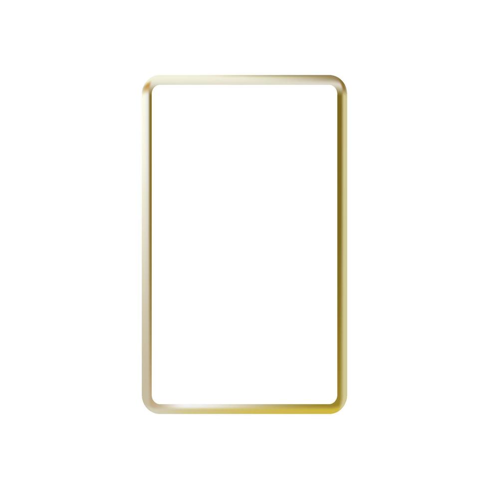 Golden square frame, golden geometric 3d objects isolated on white background. Smartphone, Mockup. Vector illustration