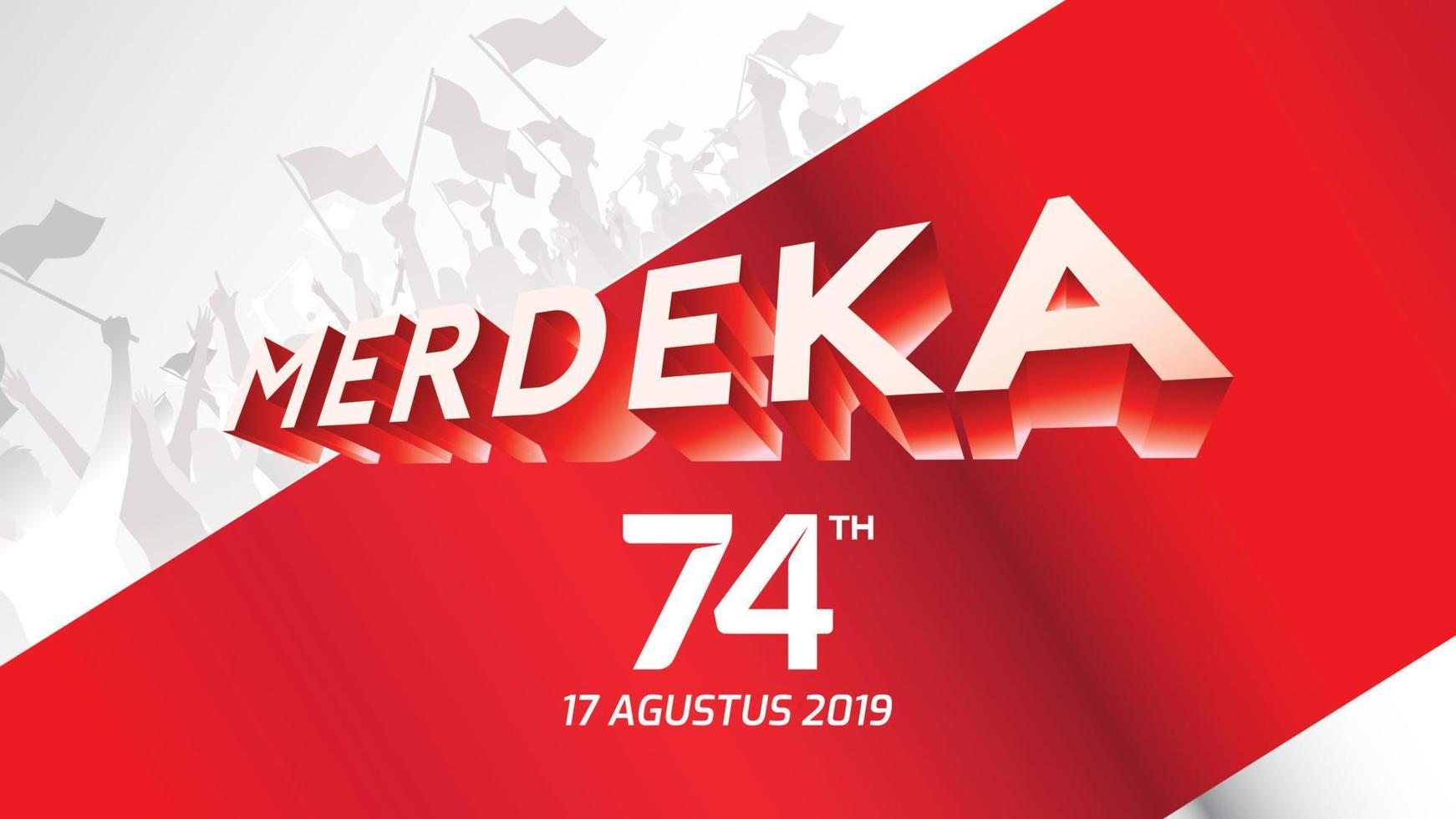 17 August. Indonesia Happy Independence Day greeting card, banner, and texture background logo. - Vector