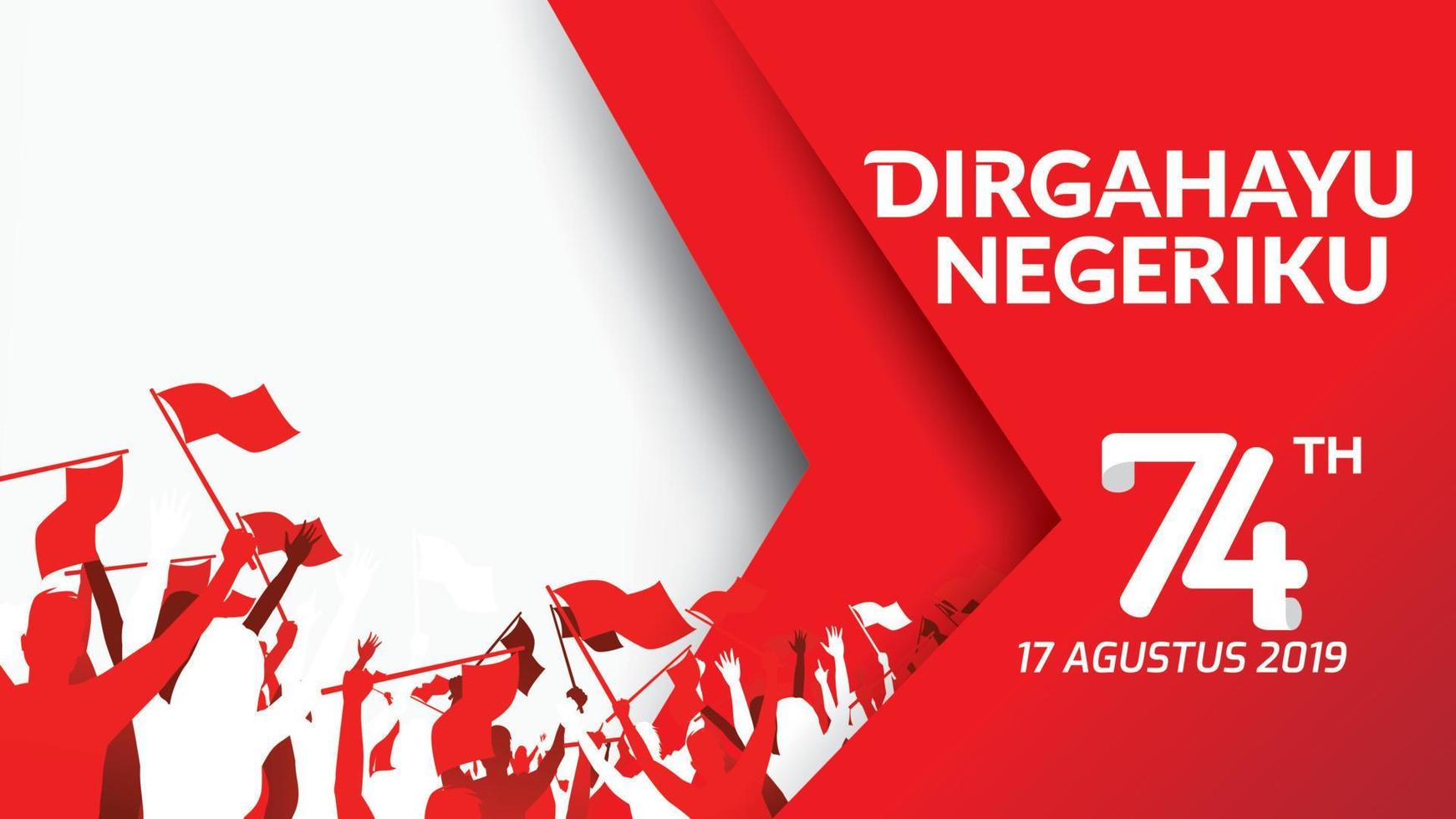 17 August. Indonesia Happy Independence Day greeting card, banner, and texture background logo. - Vector
