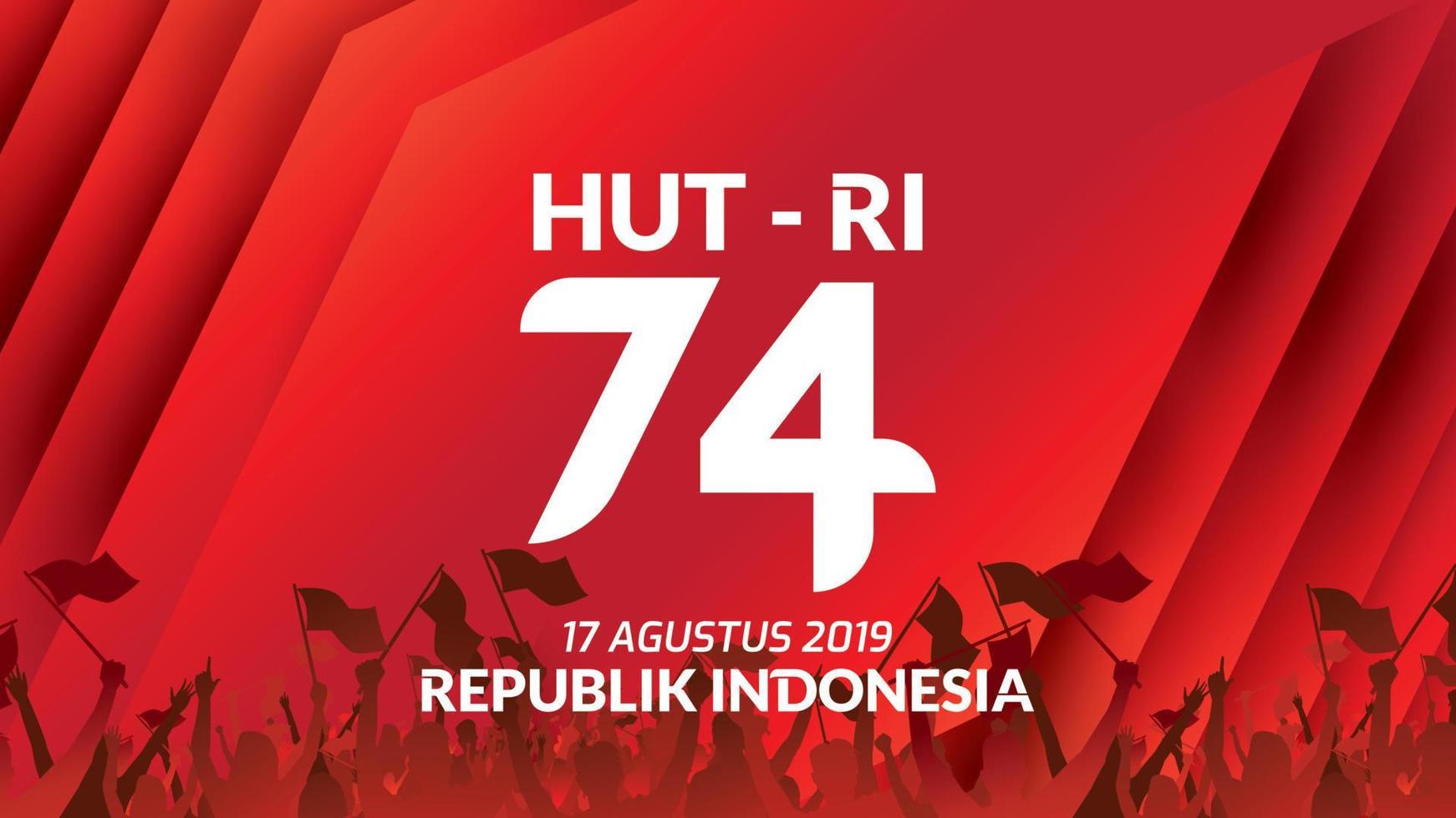 17 August. Indonesia Happy Independence Day greeting card, banner, and texture background logo. - Vector