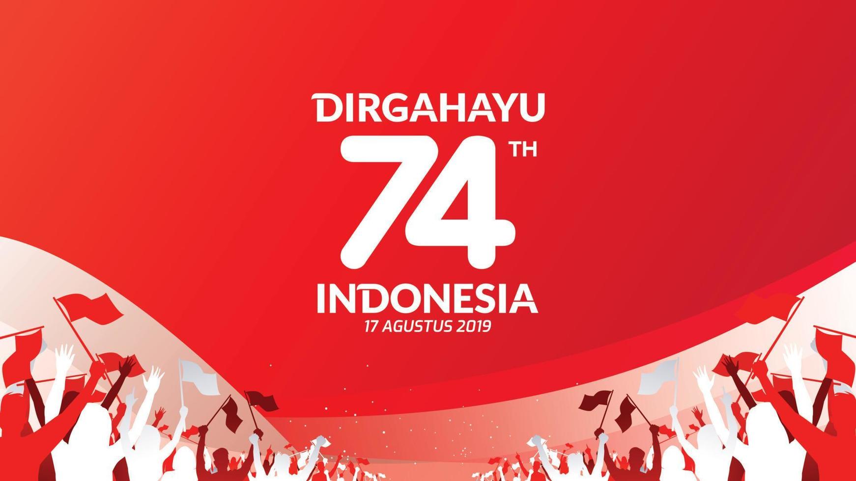 17 August. Indonesia Happy Independence Day greeting card, banner, and texture background logo. - Vector