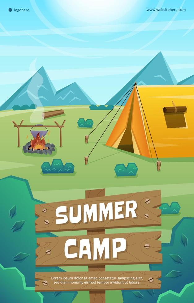 cartel del campamento de verano vector