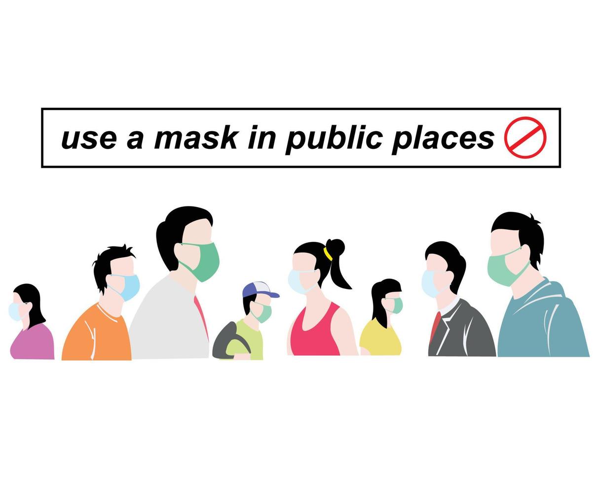 posters of people wearing masks in public vector