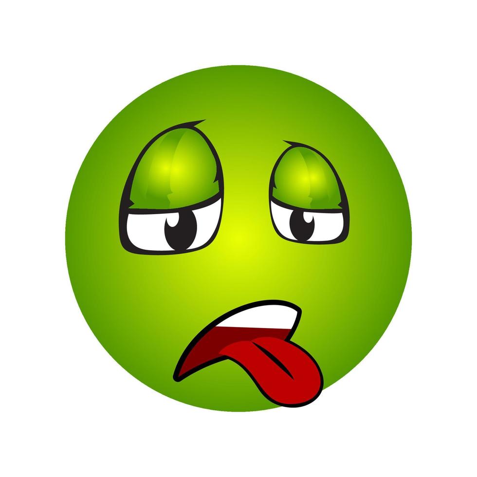 Illustration of green from sickness and cartoon character with tongue hanging out vector