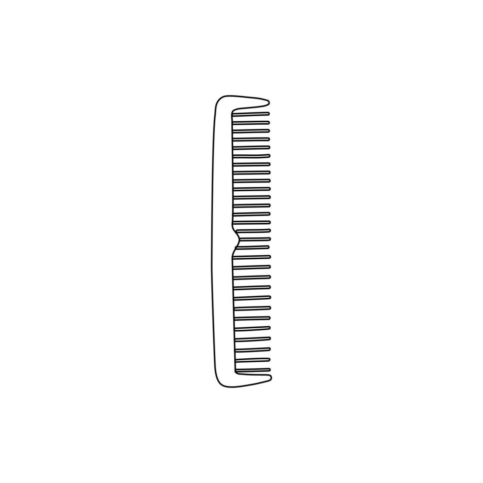 Hair comb on a white background. Black outline, simple silhouette of a barber tool. vector