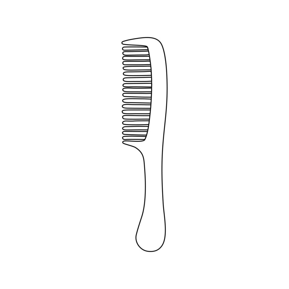 Hair comb on a white background. Black outline, simple silhouette of a barber tool. vector