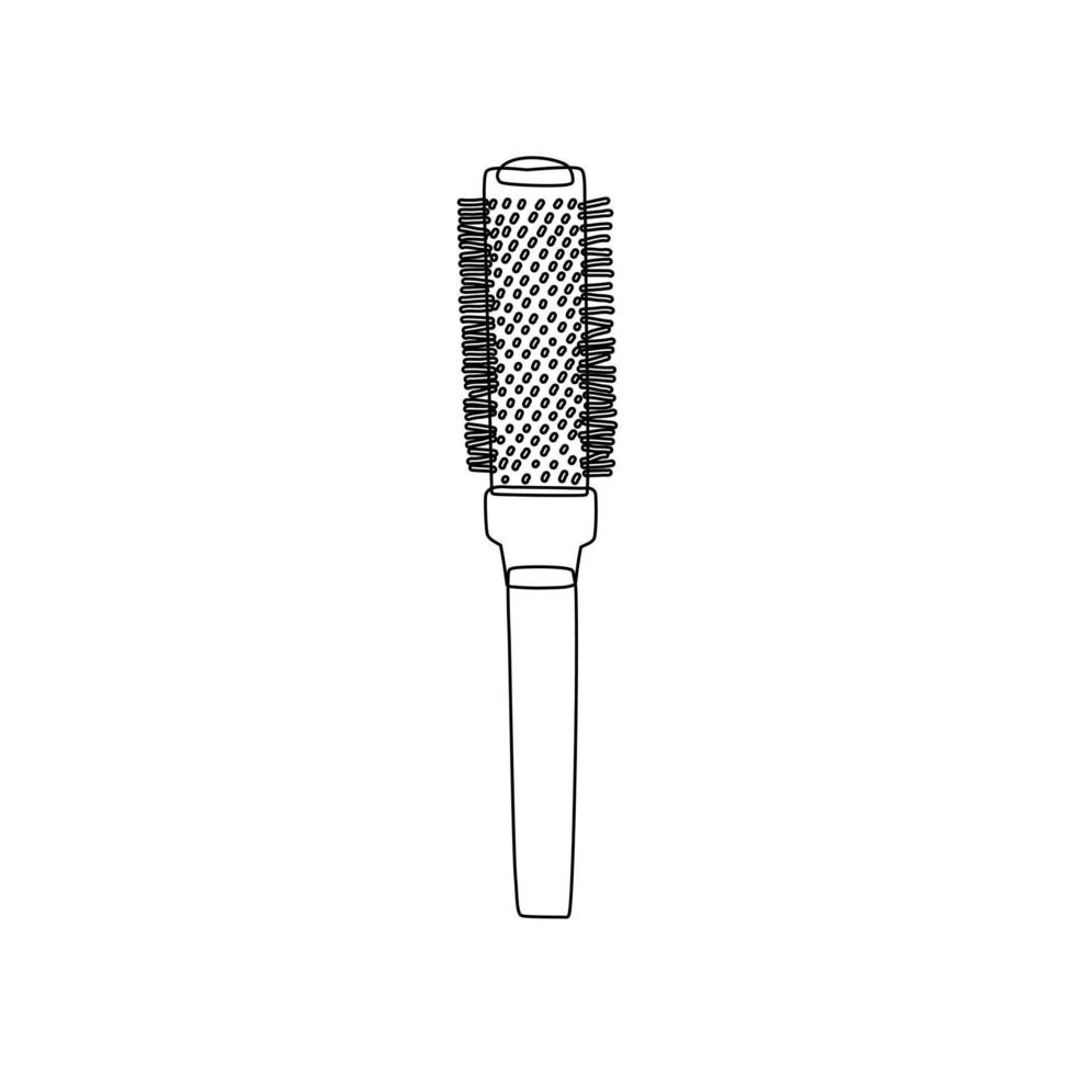 Hair comb on a white background. Black outline, simple silhouette of a barber tool. Vector illustration for a logo, business card, or design.