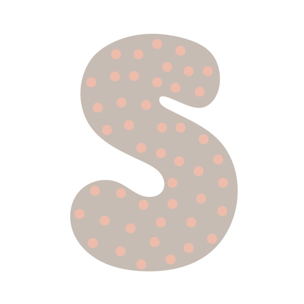Letter S of English alphabet, doodle style decorated with simple abstract pattern vector illustration, cute funny decorative handwriting abc, handwritten font letters, lettering