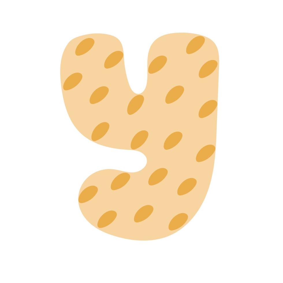 Letter Y of English alphabet, doodle style decorated with simple abstract pattern vector illustration, cute funny decorative handwriting abc, handwritten font letters, lettering