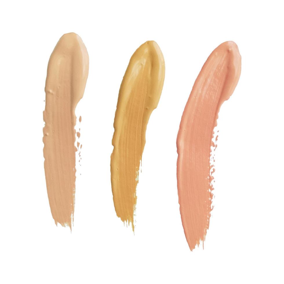 Make up swatch. Acrylic paint smear on white background. Oil or acrylic texture vector