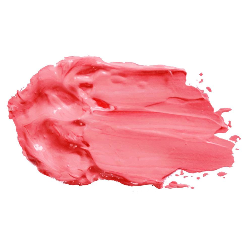 Lip gloss make up swatch. Acrylic paint smear on white background. Oil or acrylic texture vector