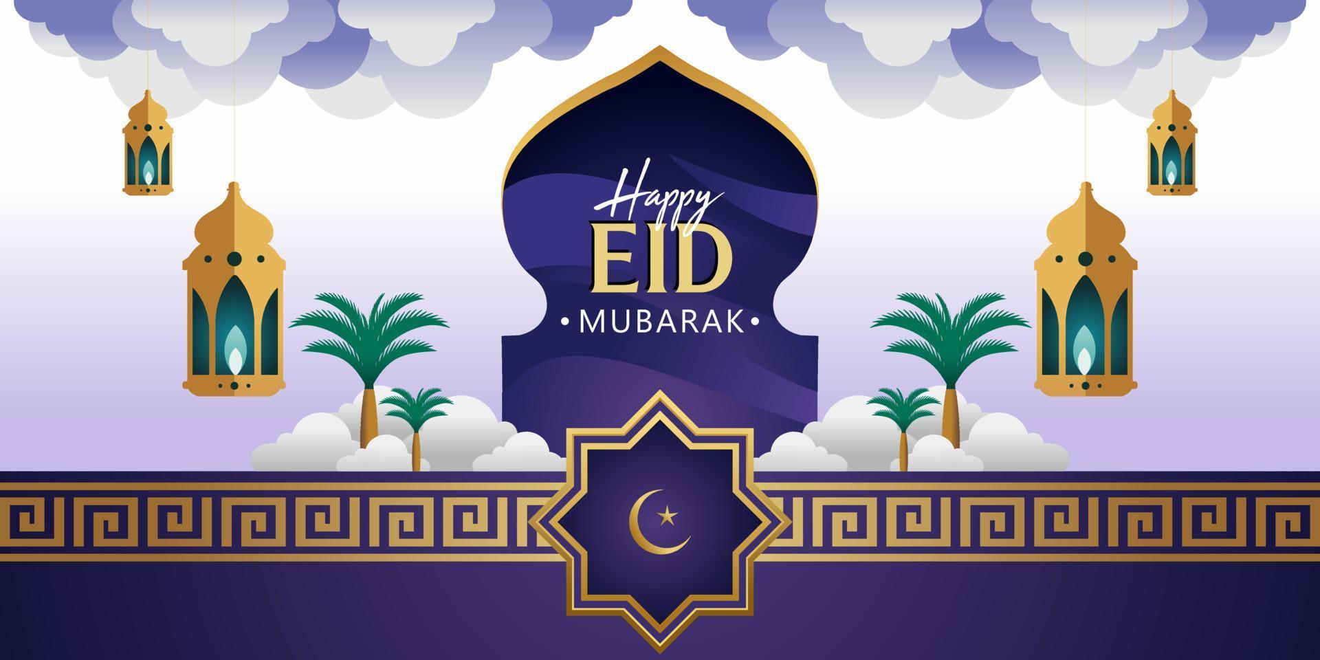 Eid Mubarak Background Design. Vector illustration suitable for greeting cards, posters and banners.