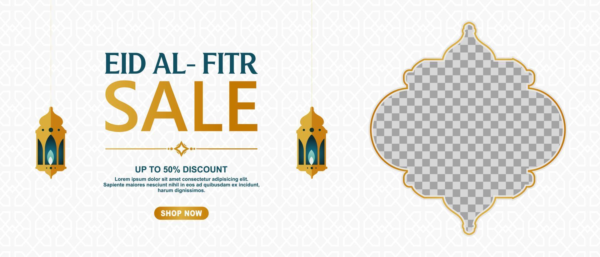 Eid Festival Offer Banner Design Template with photo collage. Suitable for Web Header, Banner Design and Online Advertising. vector